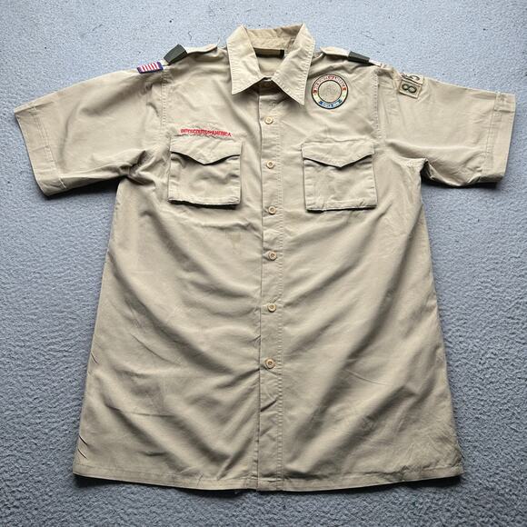 Boy Scouts of America BSA Uniform Shirt Mens Small 859 Patches Short Sleeve - Picture 1 of 11